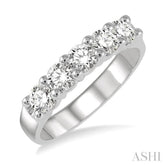 1 ctw Round Cut Diamond 5 Stone Wedding Band in 14K White Gold